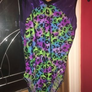 Leopard patterned Leotard (purple/blue/green color